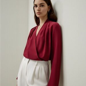 LilySilk Silk Crêpe De Chine Long Sleeve Blouse sz M